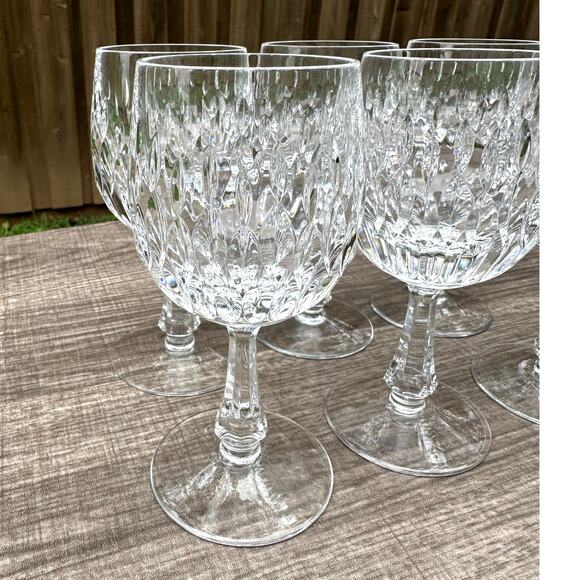 Gorham Retired Chantilly (Vertical Cuts) Collection Crystal Wine Glasses-Set 6 - Picture 3 of 9